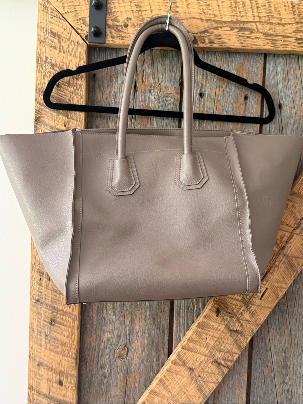 Sondra Roberts Taupe Pebbled Tote Bag